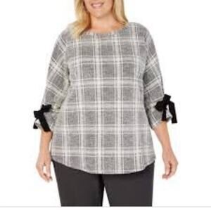 Charter Club Black White Plaid Pullover Sweater Sz M